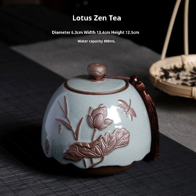 Ge Kiln Tea Jar Relief Sealed Tank Medium Tea Package Box - Walfos® Kitchenware