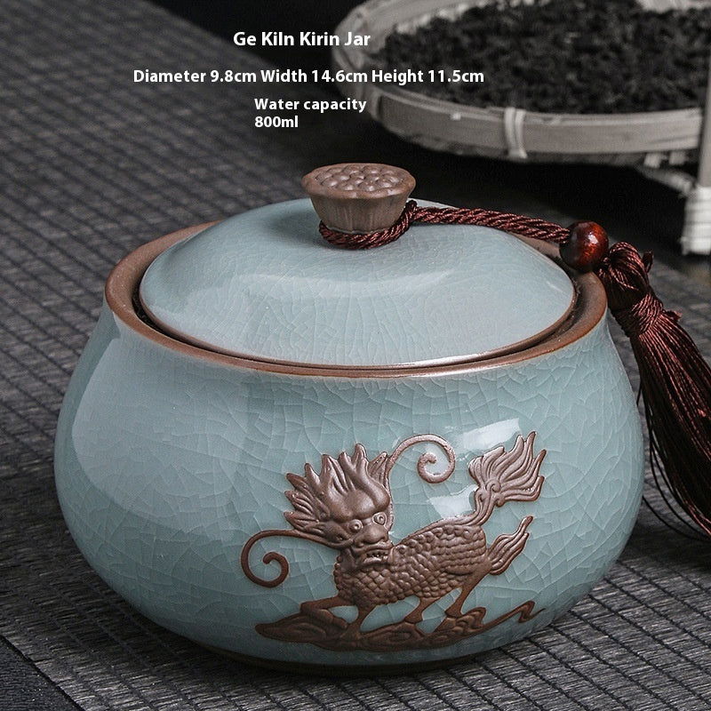 Ge Kiln Tea Jar Relief Sealed Tank Medium Tea Package Box - Walfos® Kitchenware