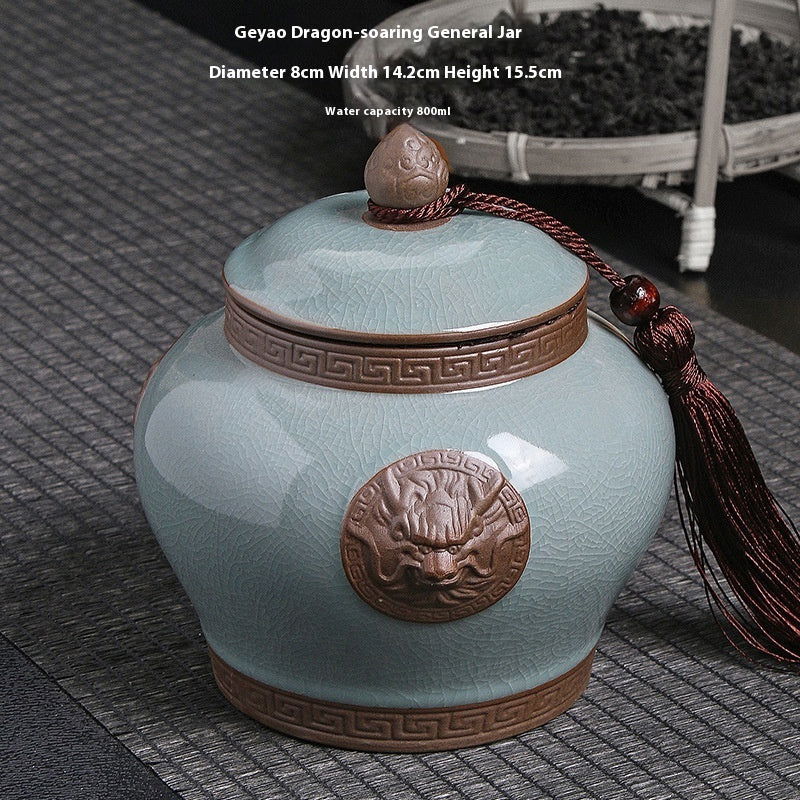 Ge Kiln Tea Jar Relief Sealed Tank Medium Tea Package Box - Walfos® Kitchenware