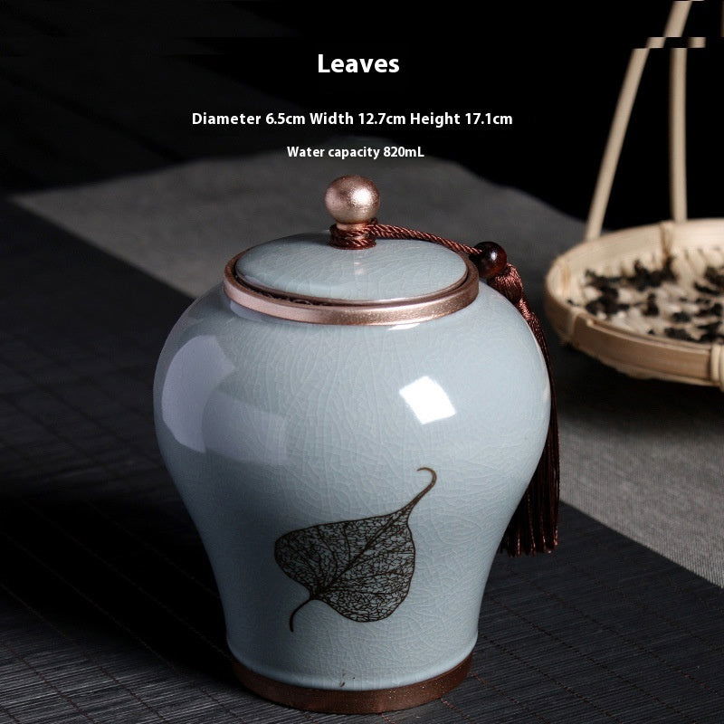 Ge Kiln Tea Jar Relief Sealed Tank Medium Tea Package Box - Walfos® Kitchenware