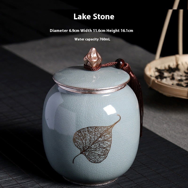 Ge Kiln Tea Jar Relief Sealed Tank Medium Tea Package Box - Walfos® Kitchenware