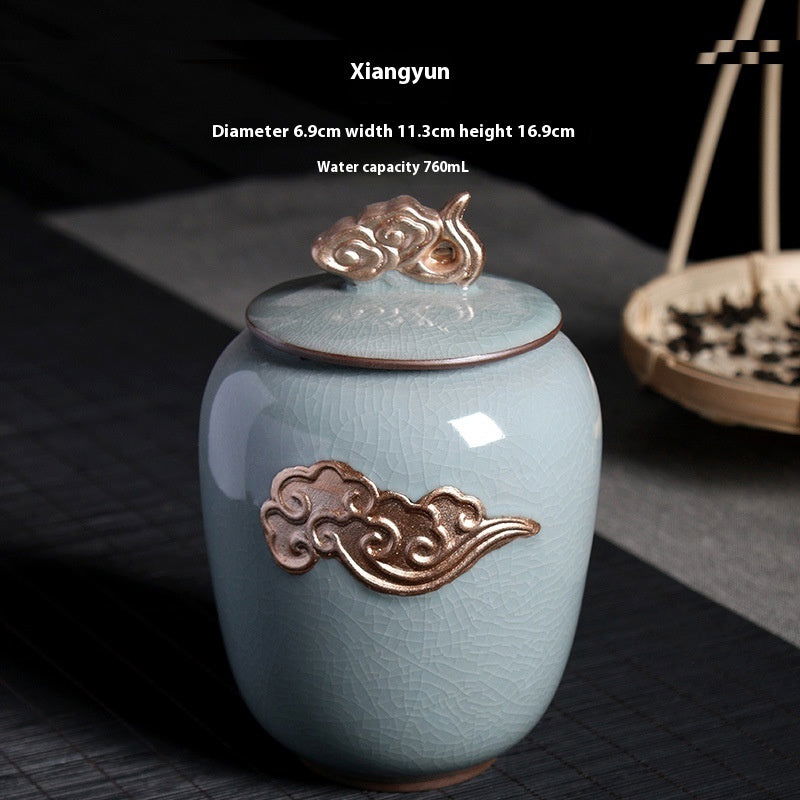 Ge Kiln Tea Jar Relief Sealed Tank Medium Tea Package Box - Walfos® Kitchenware