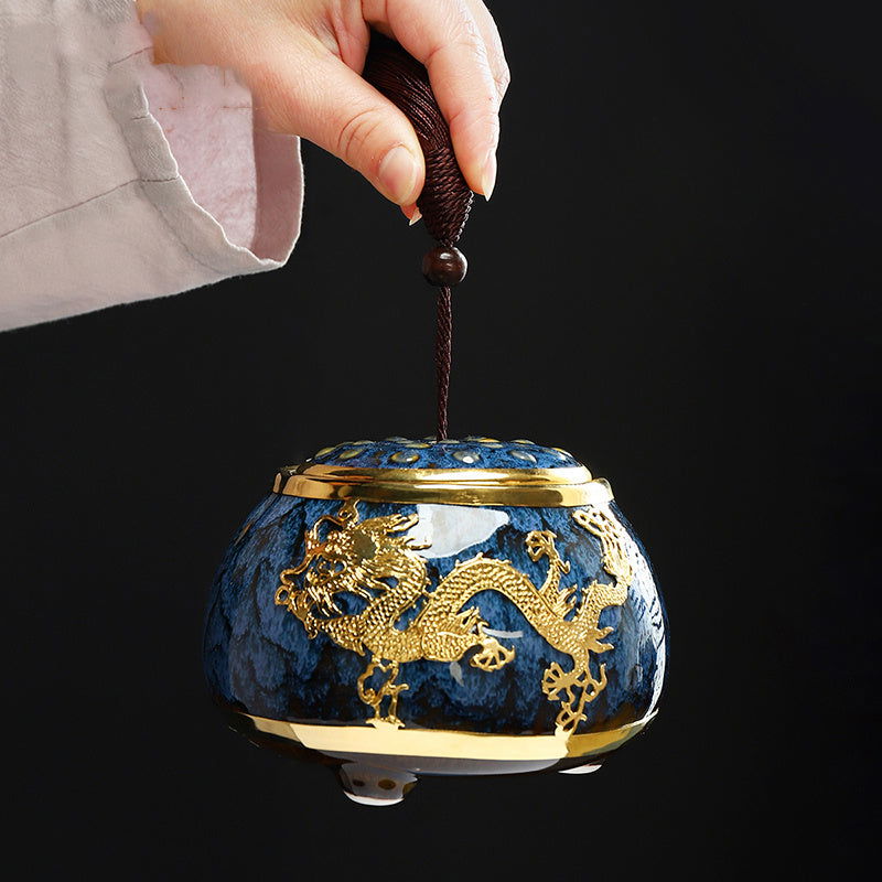 Golden Inlaid Jade Tea Pot Kung Fu Tea Set Large Sealed Tea Pot - Walfos® Kitchenware