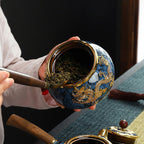 Golden Inlaid Jade Tea Pot Kung Fu Tea Set Large Sealed Tea Pot - Walfos® Kitchenware