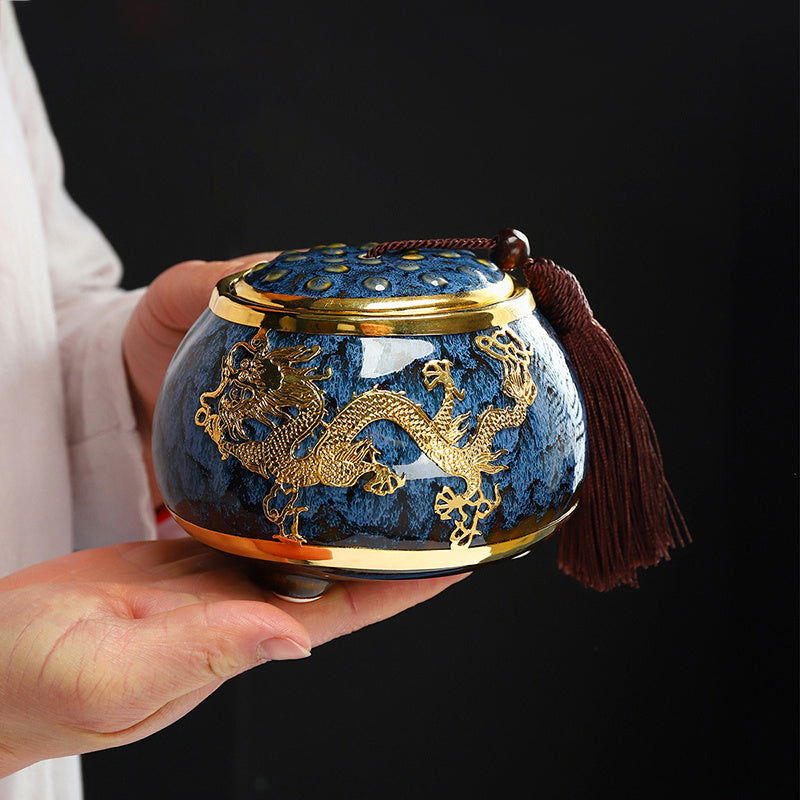 Golden Inlaid Jade Tea Pot Kung Fu Tea Set Large Sealed Tea Pot - Walfos® Kitchenware