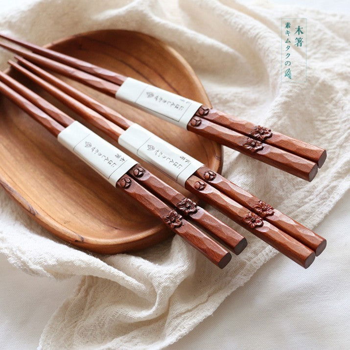 Hand-carved Wooden Chopsticks And Portable Chopsticks - Walfos® Kitchenware