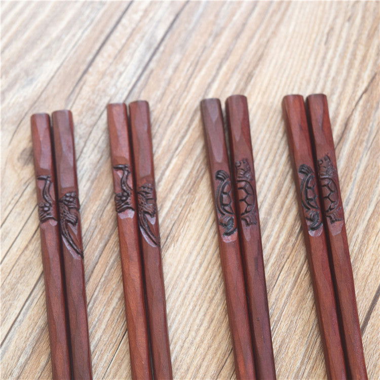Hand-carved Wooden Chopsticks And Portable Chopsticks - Walfos® Kitchenware