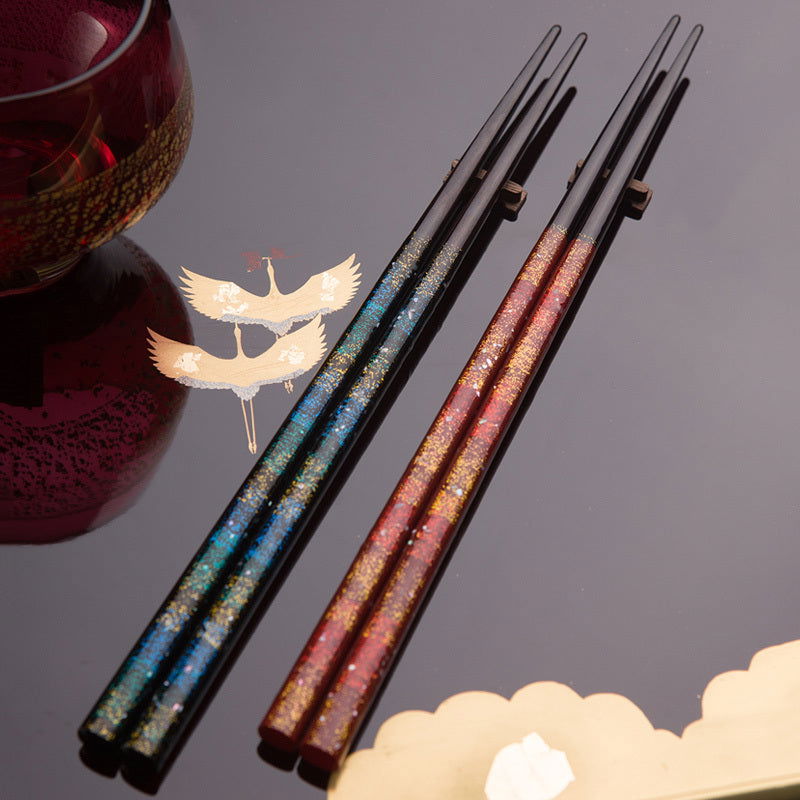 Handmade Solid Wood Chopsticks Japanese Home Starry Sky - Walfos® Kitchenware