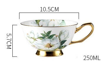 High-grade Bone China Coffee Cup And Saucer Set Flower Tea Afternoon Tea Ceramic Cup Household With Spoon - Walfos® Kitchenware