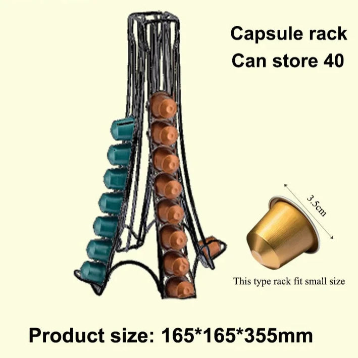 Hot Sale 40 Cups Iron Plating Coffee Shelves Kitchen Organizer Durable Storage Racks High Quality Rotary Storage Stainless Steel - Walfos® Kitchenware