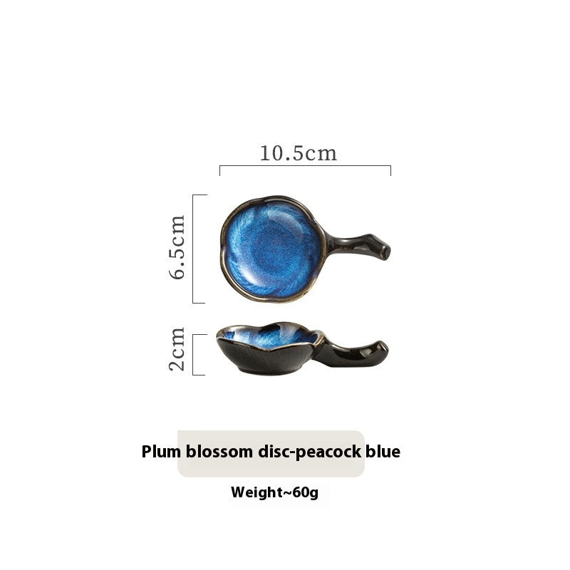 Household Ceramic Plum Hand Soy Sauce With Handle Saucer Dish - Walfos® Kitchenware