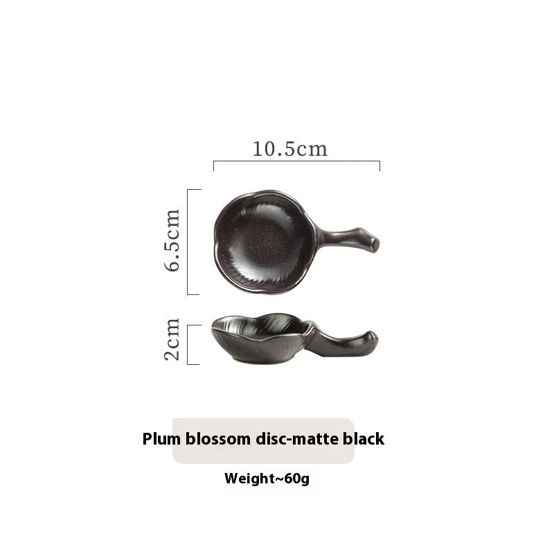 Household Ceramic Plum Hand Soy Sauce With Handle Saucer Dish - Walfos® Kitchenware