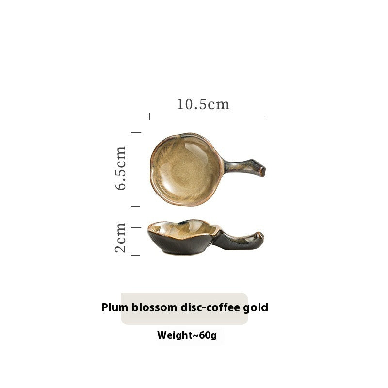 Household Ceramic Plum Hand Soy Sauce With Handle Saucer Dish - Walfos® Kitchenware