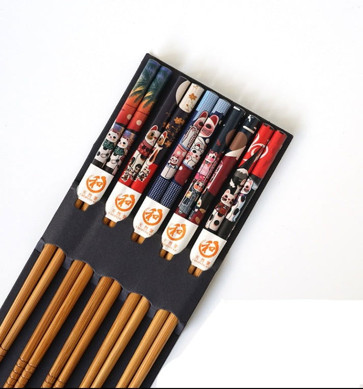 Household Natural Bamboo Chopsticks Pointed Sushi Chopsticks Set - Walfos® Kitchenware