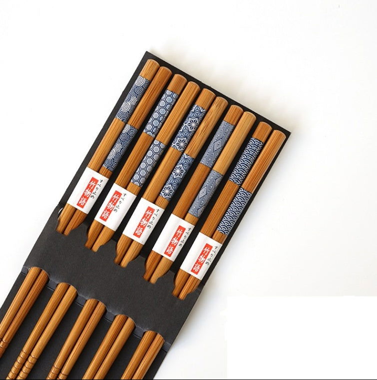 Household Natural Bamboo Chopsticks Pointed Sushi Chopsticks Set - Walfos® Kitchenware