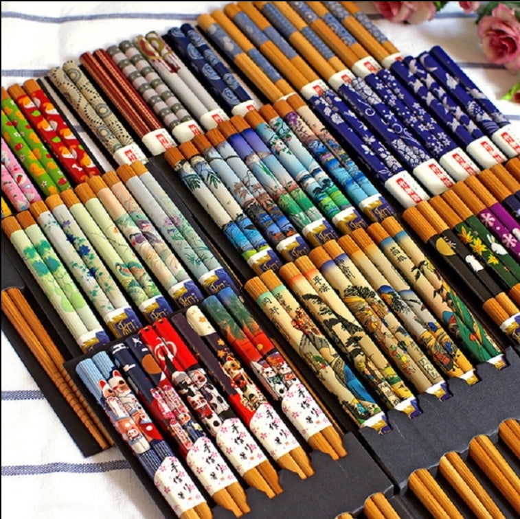 Household Natural Bamboo Chopsticks Pointed Sushi Chopsticks Set - Walfos® Kitchenware