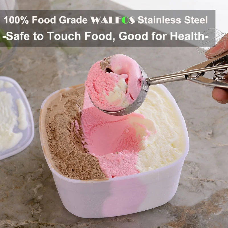 Ice Cream Spoon Kitchen Tools 3 Size Stainless Steel Spring Handle Mash Potato Watermelon Ball Scoop Home Kitchen Accessories - Walfos® Kitchenware