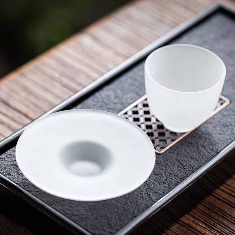 Japanese-style Atomized Glass Tea Cup Plate Combination - Walfos® Kitchenware