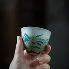 Japanese-style Ceramic Antique Stone Celadon Glaze Fu Rushan Tea Cup - Walfos® Kitchenware