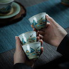 Japanese-style Ceramic Antique Stone Celadon Glaze Fu Rushan Tea Cup - Walfos® Kitchenware