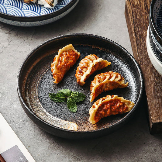 Japanese-style Ceramic Dinner Plate Home Creative Noodles With Soy Sauce Retro Tableware - Walfos® Kitchenware