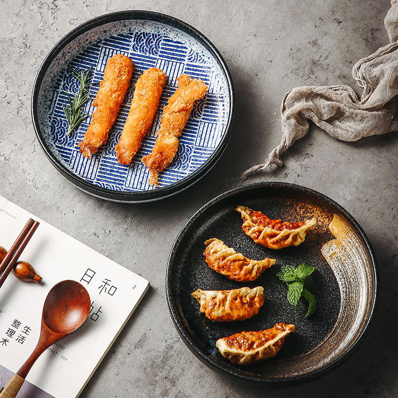 Japanese-style Ceramic Dinner Plate Home Creative Noodles With Soy Sauce Retro Tableware - Walfos® Kitchenware