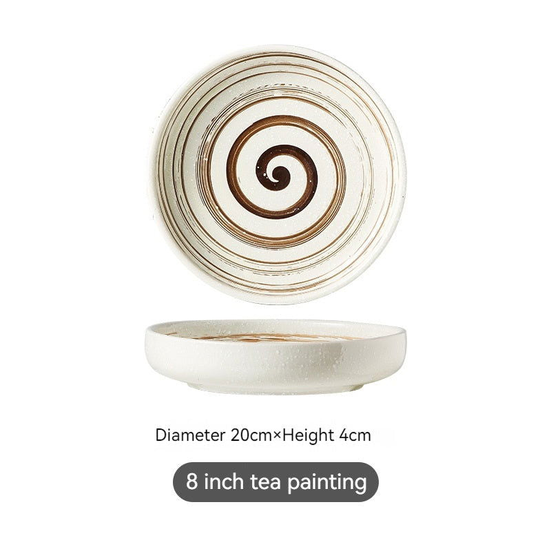 Japanese-style Ceramic Dinner Plate Home Creative Noodles With Soy Sauce Retro Tableware - Walfos® Kitchenware