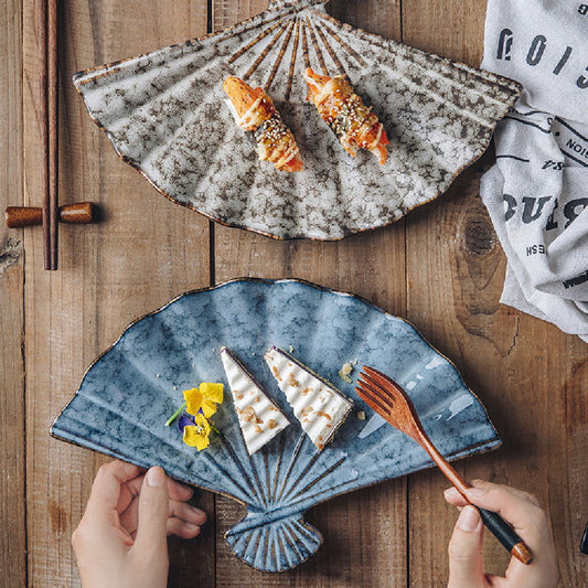 Japanese-style Ceramic Japanese Sushi Fan-shaped Meal Plate - Walfos® Kitchenware