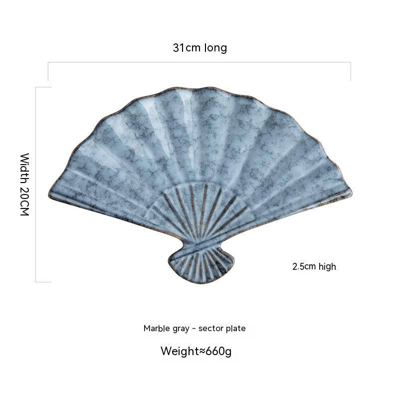 Japanese-style Ceramic Japanese Sushi Fan-shaped Meal Plate - Walfos® Kitchenware
