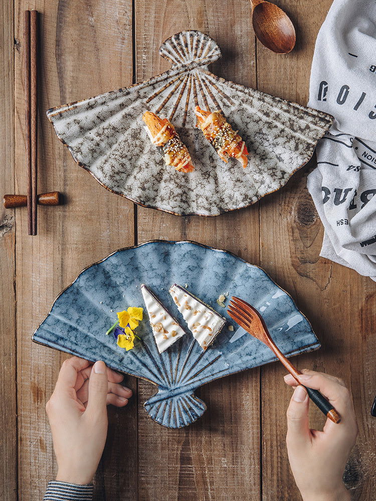 Japanese-style Ceramic Japanese Sushi Fan-shaped Meal Plate - Walfos® Kitchenware