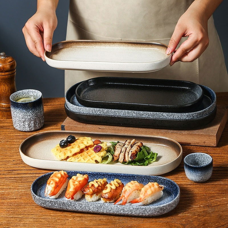 Japanese-style Ceramic Rectangular Western Cuisine Plate Sushi Plate - Walfos® Kitchenware