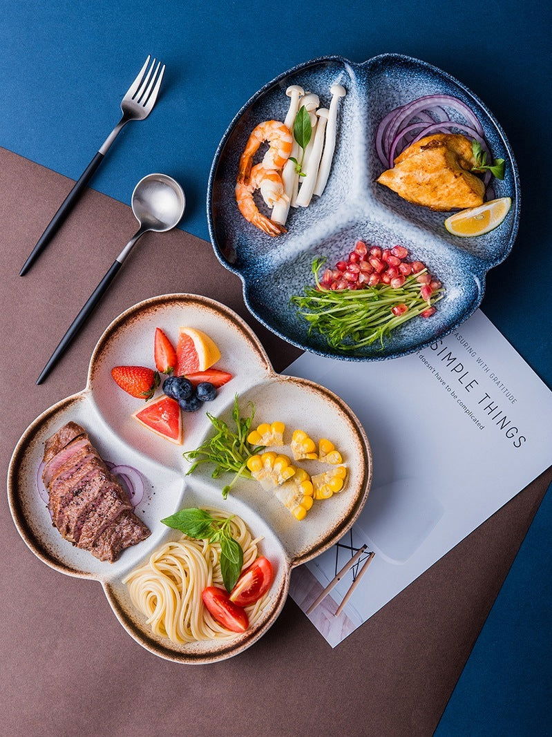 Japanese-style Dinner Plate Ceramic Compartment Plate Household - Walfos® Kitchenware