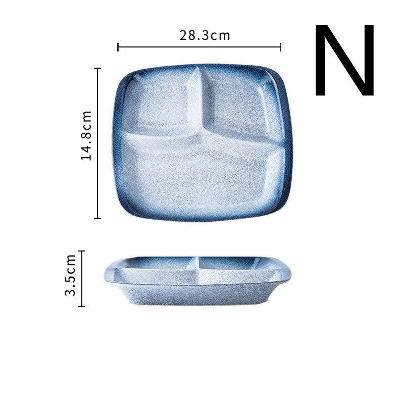 Japanese-style Dinner Plate Ceramic Compartment Plate Household - Walfos® Kitchenware