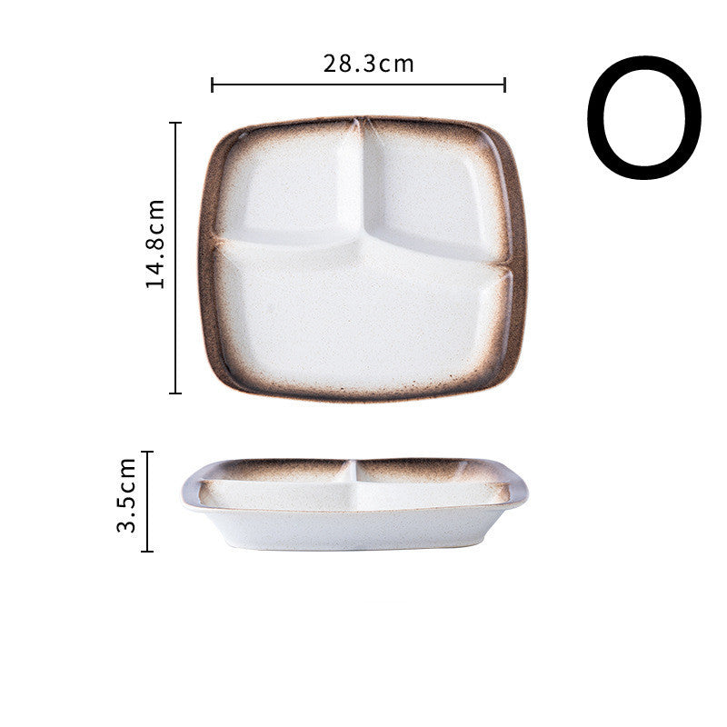 Japanese-style Dinner Plate Ceramic Compartment Plate Household - Walfos® Kitchenware