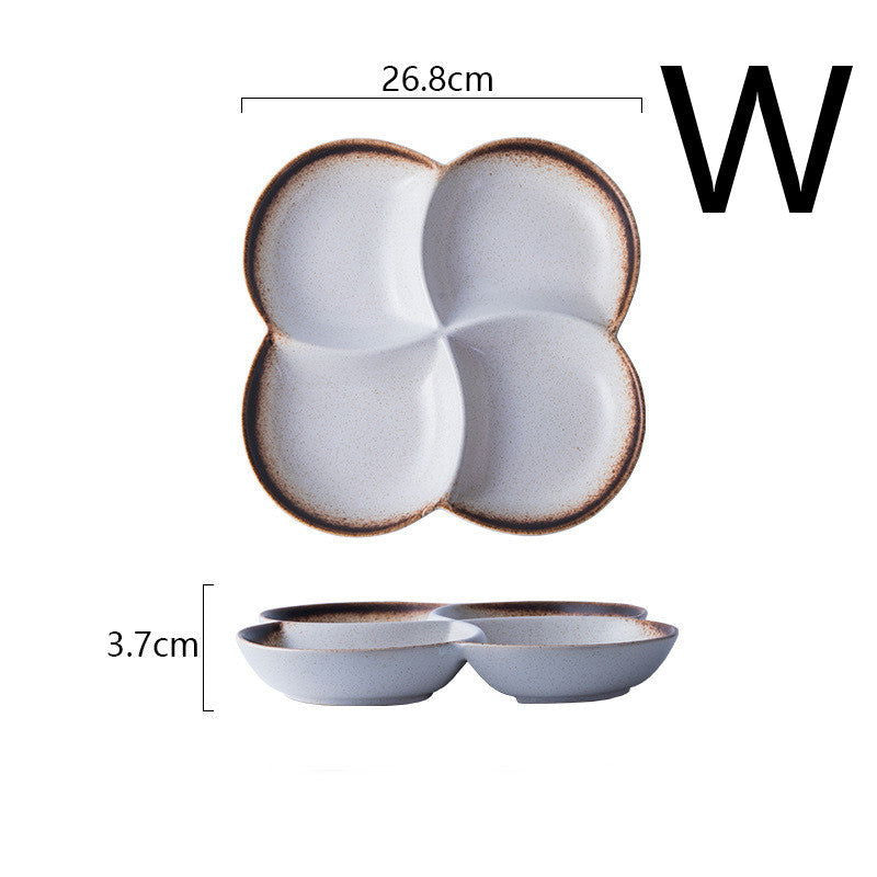 Japanese-style Dinner Plate Ceramic Compartment Plate Household - Walfos® Kitchenware