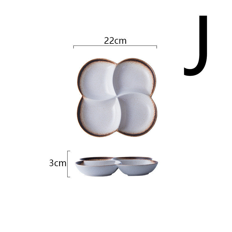 Japanese-style Dinner Plate Ceramic Compartment Plate Household - Walfos® Kitchenware