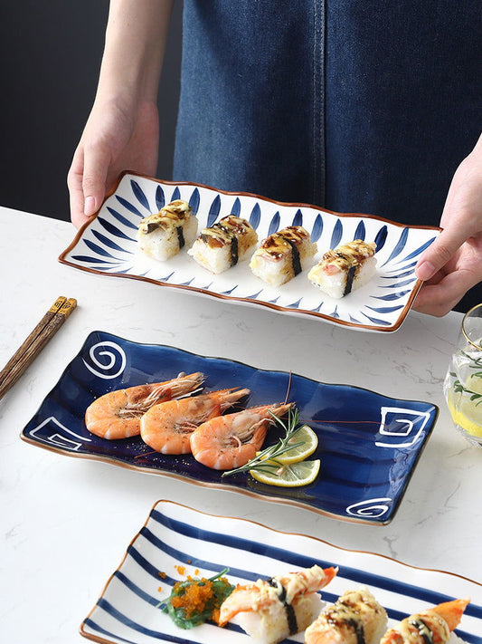 Japanese-style Dinner Plate, Household Ceramic Plate, Breakfast Plate, Tableware, Fish Plate, Sushi Plate - Walfos® Kitchenware