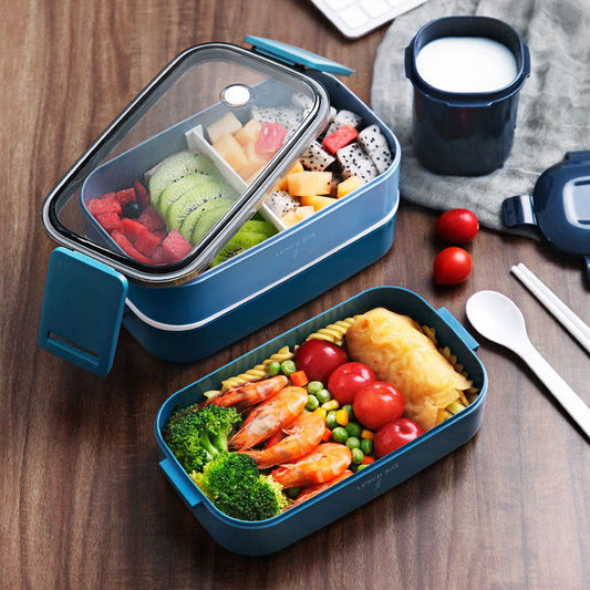 Japanese-style Portable Compartment Lunch Box With Tableware Wheat Straw Sealed Student Lunch Box Set Easy To Clean Salad Bento Box - Walfos® Kitchenware