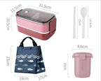 Japanese-style Portable Compartment Lunch Box With Tableware Wheat Straw Sealed Student Lunch Box Set Easy To Clean Salad Bento Box - Walfos® Kitchenware