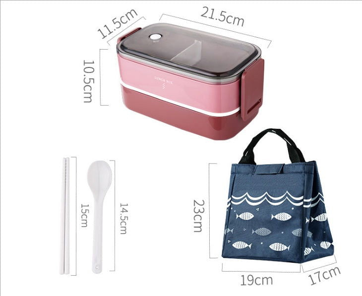 Japanese-style Portable Compartment Lunch Box With Tableware Wheat Straw Sealed Student Lunch Box Set Easy To Clean Salad Bento Box - Walfos® Kitchenware