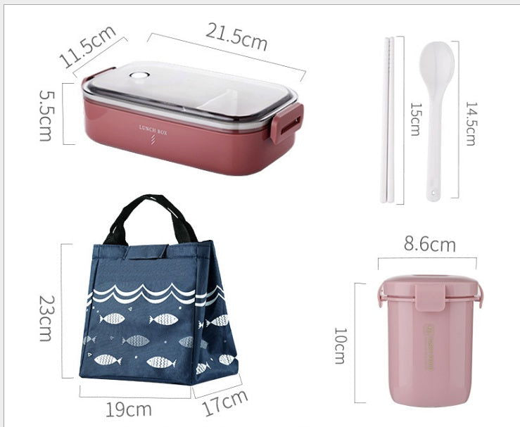 Japanese-style Portable Compartment Lunch Box With Tableware Wheat Straw Sealed Student Lunch Box Set Easy To Clean Salad Bento Box - Walfos® Kitchenware