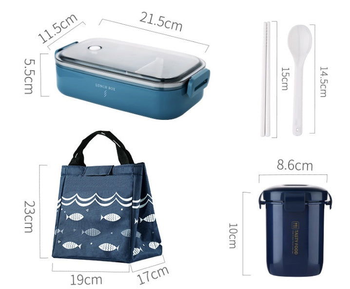 Japanese-style Portable Compartment Lunch Box With Tableware Wheat Straw Sealed Student Lunch Box Set Easy To Clean Salad Bento Box - Walfos® Kitchenware