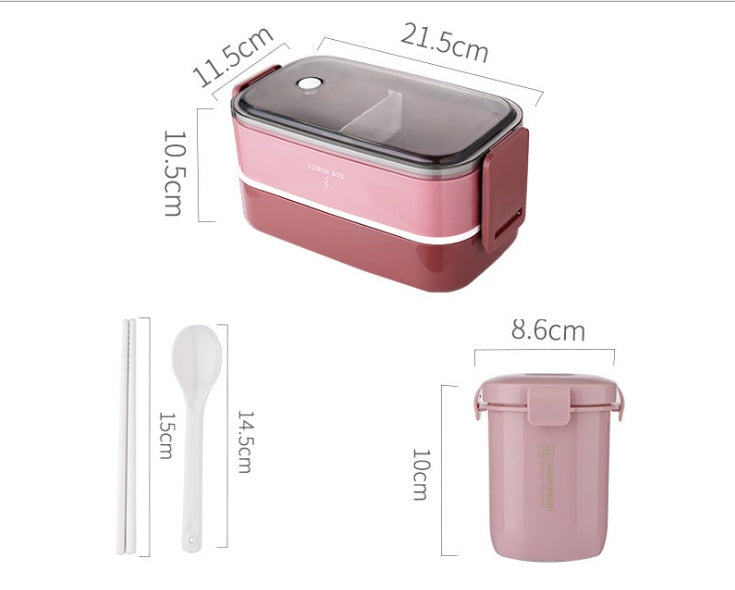 Japanese-style Portable Compartment Lunch Box With Tableware Wheat Straw Sealed Student Lunch Box Set Easy To Clean Salad Bento Box - Walfos® Kitchenware