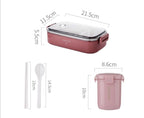 Japanese-style Portable Compartment Lunch Box With Tableware Wheat Straw Sealed Student Lunch Box Set Easy To Clean Salad Bento Box - Walfos® Kitchenware