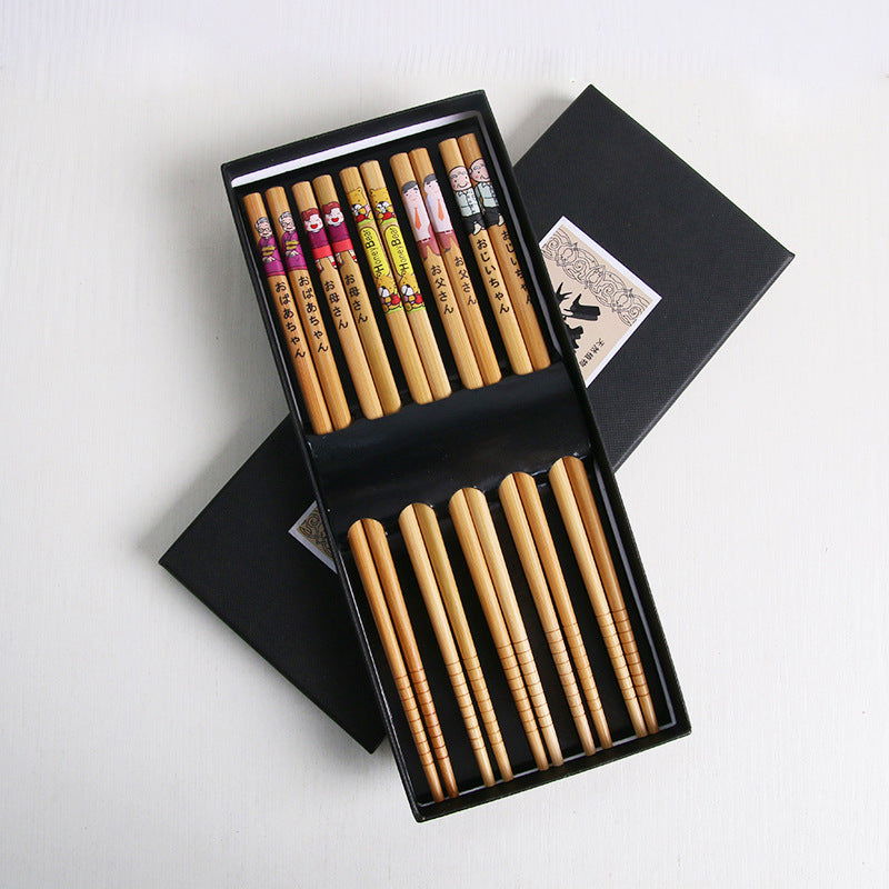 Japanese Bamboo Family Of Five Chopsticks Cutlery Set - Walfos® Kitchenware