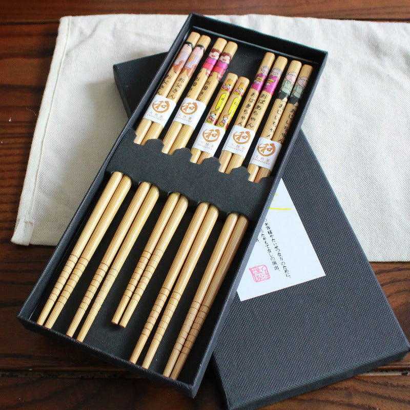 Japanese Bamboo Family Of Five Chopsticks Cutlery Set - Walfos® Kitchenware