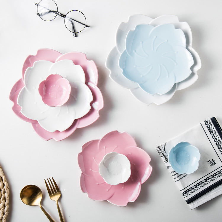 Japanese Ceramic Sakura Plate Creative Dinner Plate - Walfos® Kitchenware