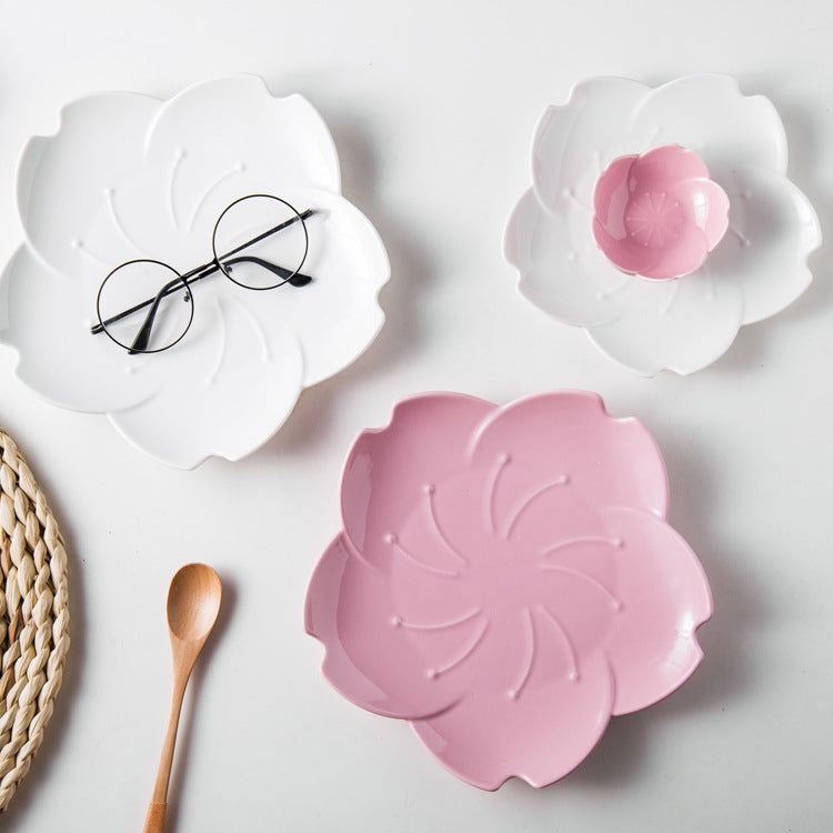 Japanese Ceramic Sakura Plate Creative Dinner Plate - Walfos® Kitchenware