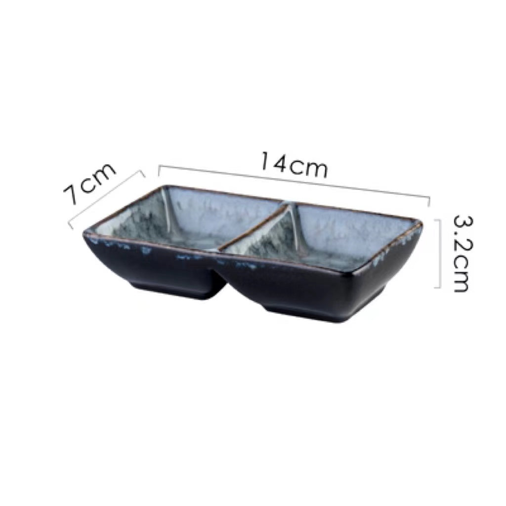 Japanese Dipping Dish Divided Ceramic Multi-style Flavor Dish Snack Dish - Walfos® Kitchenware