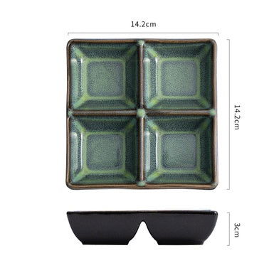 Japanese Dipping Dish Divided Ceramic Multi-style Flavor Dish Snack Dish - Walfos® Kitchenware
